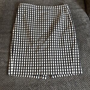 J Crew The Pencil Skirt Size 6 Black Whit Midi Cotton Linen School Career Office